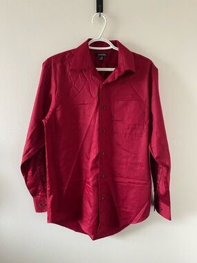 George Red Satin-Look Button-Up Shirt